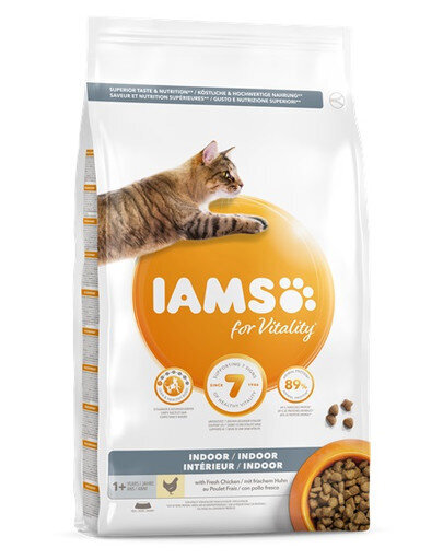 Iams For Vitality Indoor suaugusioms katėms su vištiena, 10 kg цена и информация | Sausas maistas katėms | pigu.lt