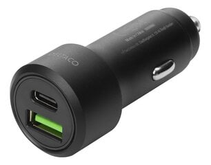 DELTACO USBC (CAR122), 1x USB-C, 1x USB-A, 1.5 A kaina ir informacija | Krovikliai telefonams | pigu.lt