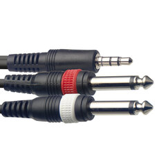 Kabelis 3.5mm Minijack stereo - 2x6.3 Jack 3m Stagg SYC3/MPSB2P E kaina ir informacija | Kabeliai ir laidai | pigu.lt