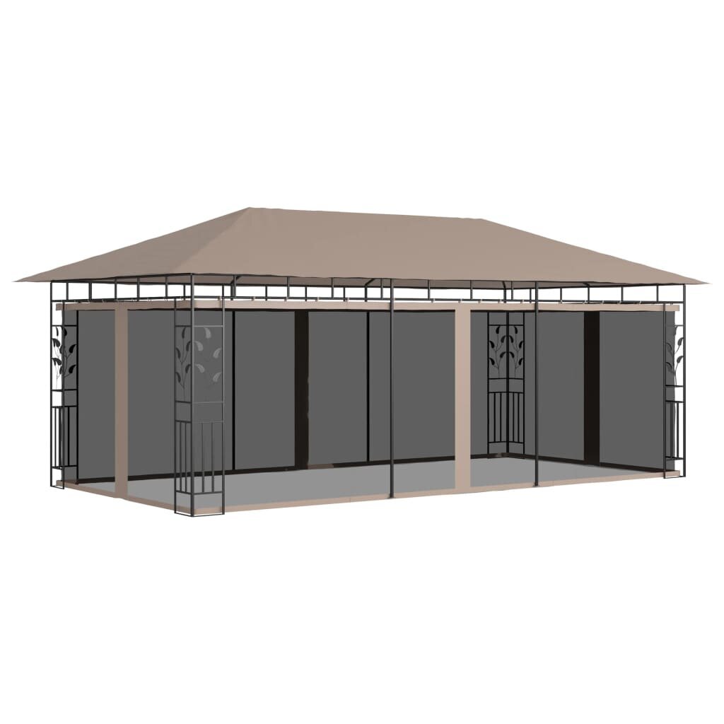 Pavėsinė su tinkleliu nuo uodų, rudos spalvos, 6x3x2,73m kaina ir informacija | Pavėsinės | pigu.lt