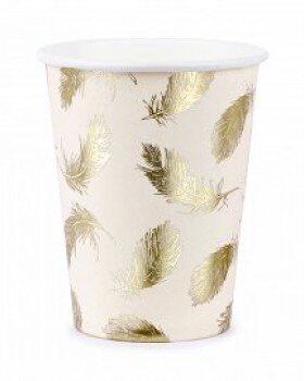Vienkartiniai puodeliai balti su lapeliais 220 ml, 6 vnt kaina ir informacija | Vienkartiniai indai šventėms | pigu.lt