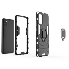 Ring Armor Case Kickstand Tough Rugged Cover, skirtas Samsung Galaxy A02s EU, juodas kaina ir informacija | Telefono dėklai | pigu.lt