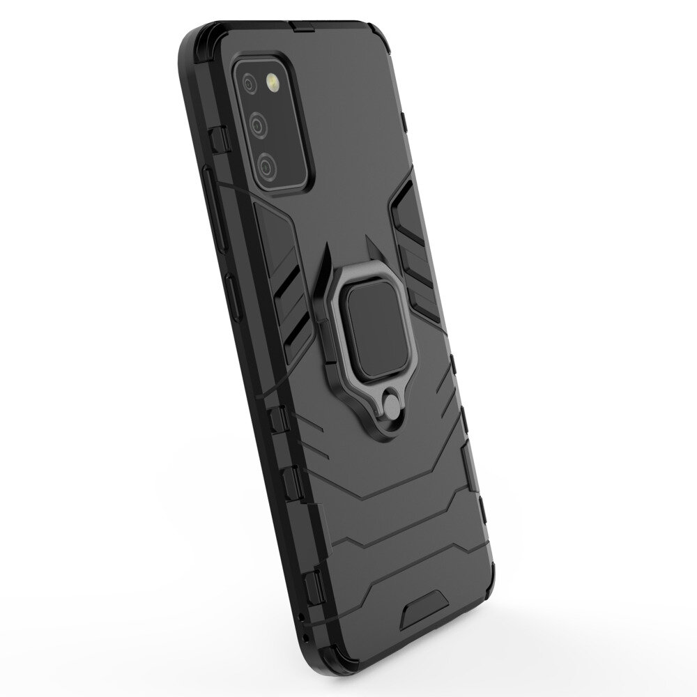 Ring Armor Case Kickstand Tough Rugged Cover, skirtas Samsung Galaxy A02s EU, juodas kaina ir informacija | Telefono dėklai | pigu.lt