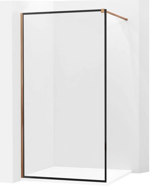 Dušo sienelė Mexen Kioto, black mat frame/rose gold 50,60,70,80,90,100,110,120,130,140x200 cm kaina ir informacija | Dušo durys ir sienelės | pigu.lt