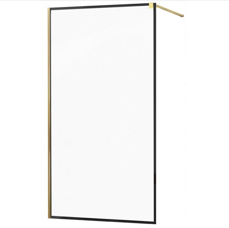 Dušo sienelė Mexen Kioto, black mat frame/gold 50,60,70,80,90,100,110,120,130,140x200 cm kaina ir informacija | Dušo durys ir sienelės | pigu.lt