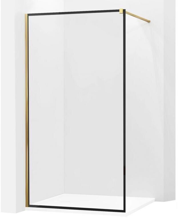 Dušo sienelė Mexen Kioto, black mat frame/gold 50,60,70,80,90,100,110,120,130,140x200 cm kaina ir informacija | Dušo durys ir sienelės | pigu.lt