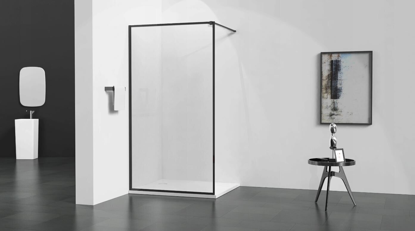 Dušo sienelė Mexen Kioto, black mat/black frame 50,60,70,80,90,100,110,120,130,140x200 cm kaina ir informacija | Dušo durys ir sienelės | pigu.lt