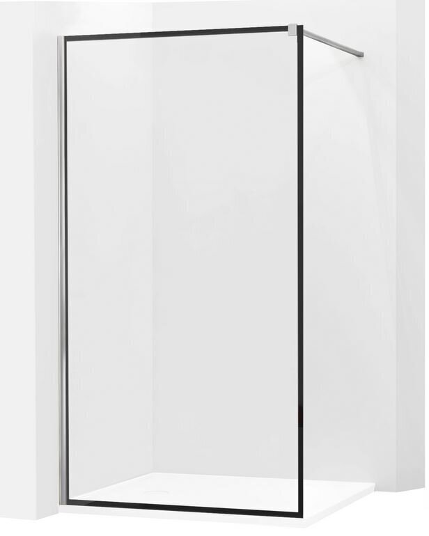 Dušo sienelė Mexen Kioto, chrome/black frame 50,60,70,80,90,100,110,120,130,140x200 cm kaina ir informacija | Dušo durys ir sienelės | pigu.lt