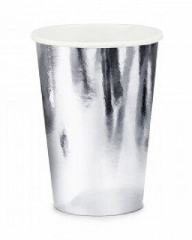 Vienkartiniai puodeliai sidabriniai 220 ml, 6 vnt kaina ir informacija | Vienkartiniai indai šventėms | pigu.lt