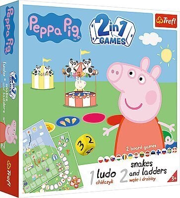 Stalo žaidimas 2 in 1 Trefl Kiaulytė Pepa (Peppa Pig) Ludo Snakes and Ladders/Gyvatėlės ir kopėčios kaina ir informacija | Stalo žaidimai, galvosūkiai | pigu.lt