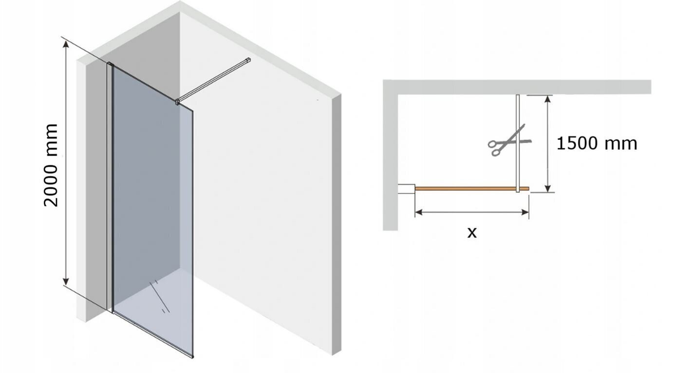 Dušo sienelė Mexen Kioto, rose gold, 50,60,70,80,90,100,110,120,130,140,150,160x200 cm kaina ir informacija | Dušo durys ir sienelės | pigu.lt