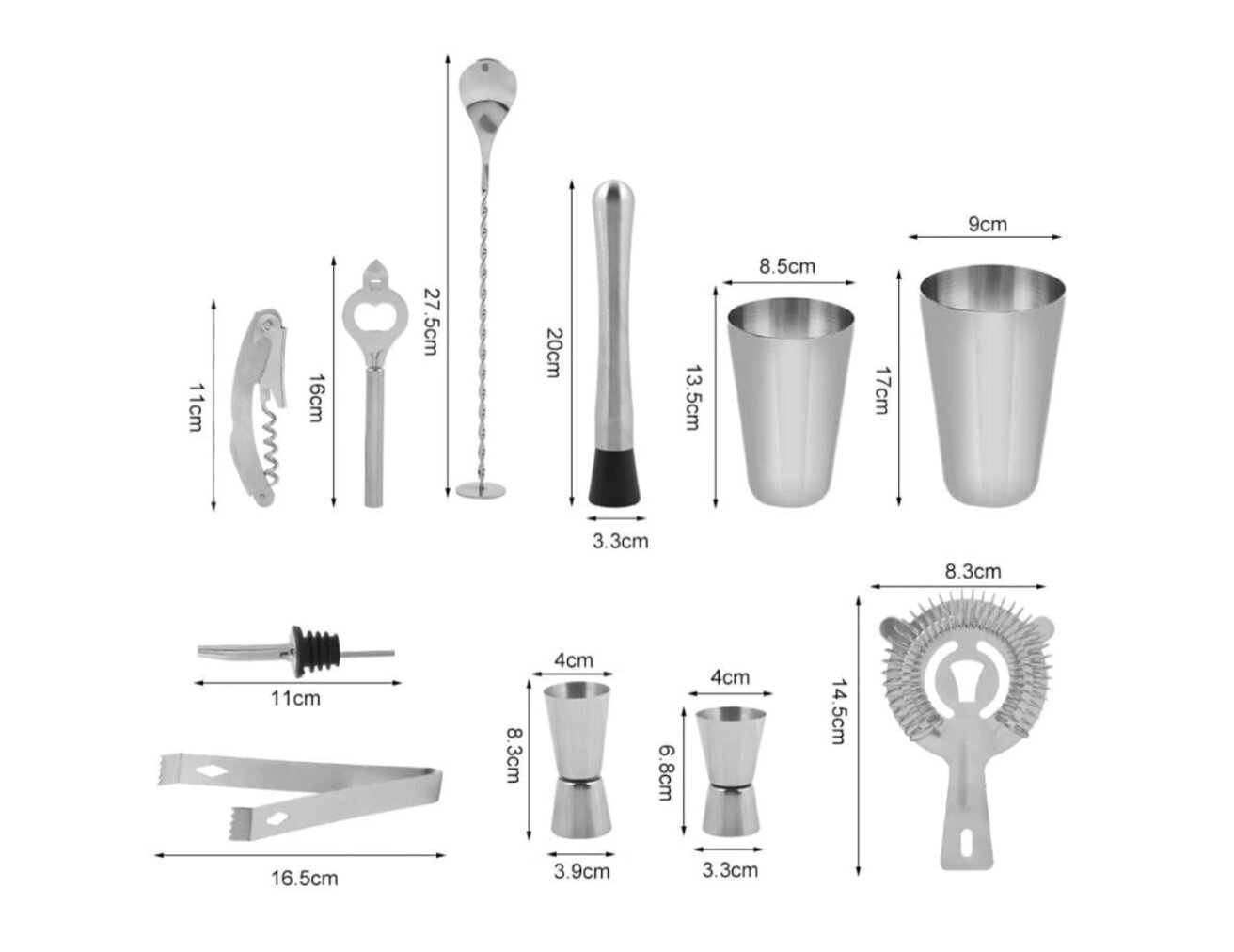 Barmeno rinkinys, 14 dalių kaina ir informacija | Virtuvės įrankiai | pigu.lt