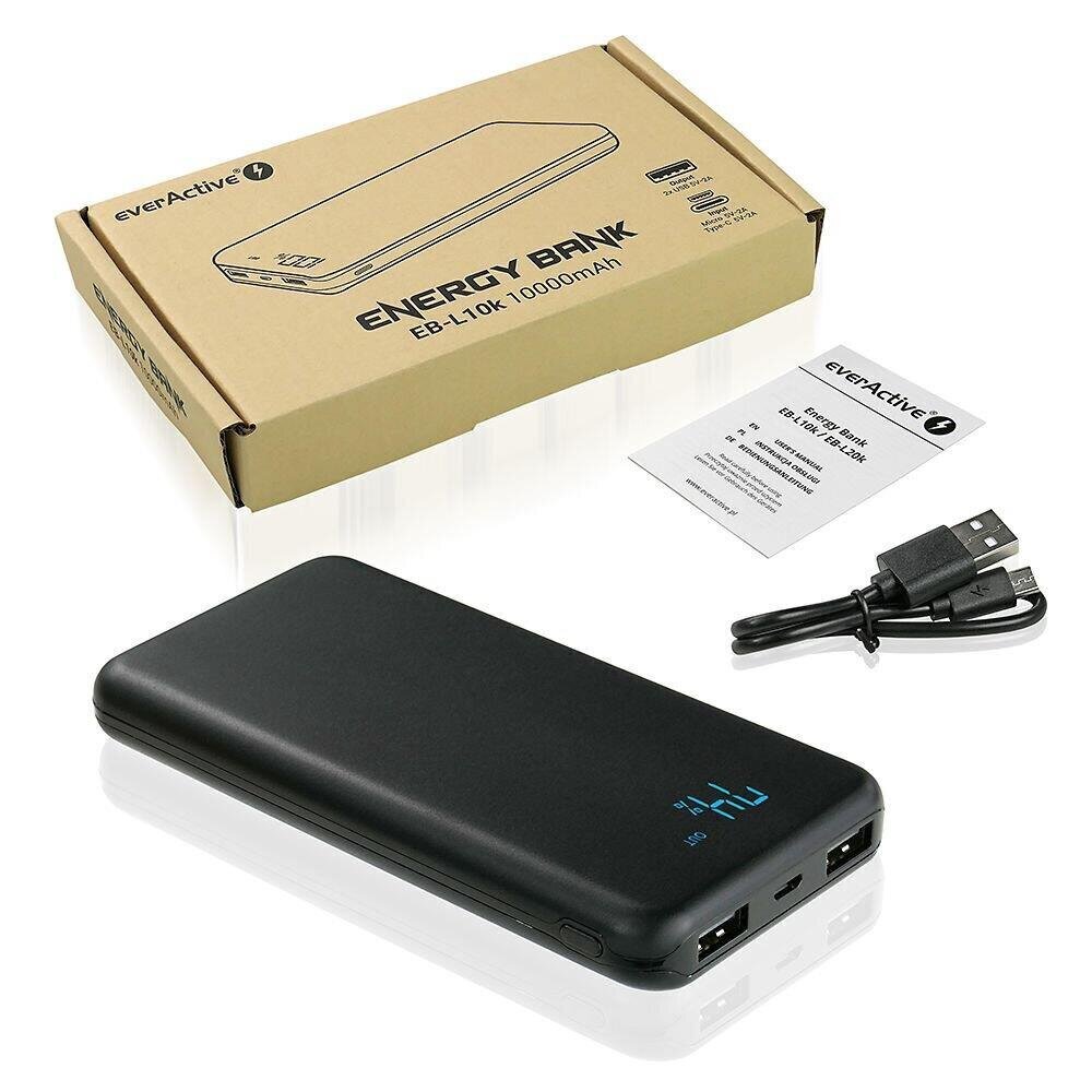 EverActive EB-L10k, 10000 mAh kaina ir informacija | Atsarginiai maitinimo šaltiniai (power bank) | pigu.lt