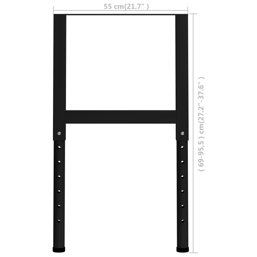 Darbastalio rėmai, 55x(69-95,5) cm, 2 vnt, juodi kaina ir informacija | Kiti priedai baldams | pigu.lt