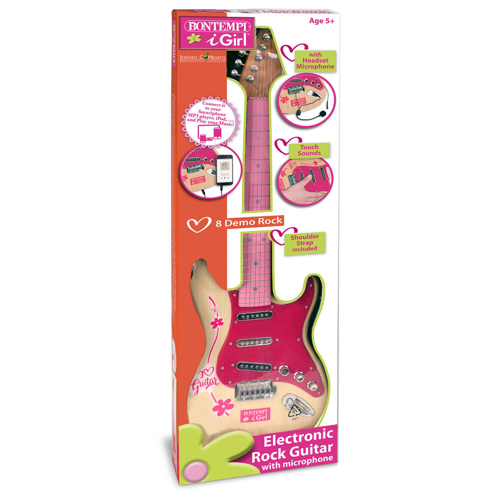 Elektroninė gitara Bontempi iGirl, rožinė kaina ir informacija | Lavinamieji žaislai | pigu.lt