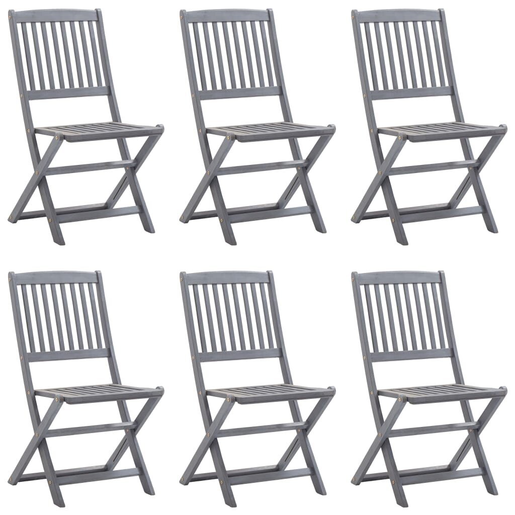 Sulankstomos lauko kėdės su pagalvėmis, 6 vnt., medienos masyvas kaina ir informacija | Lauko kėdės, foteliai, pufai | pigu.lt