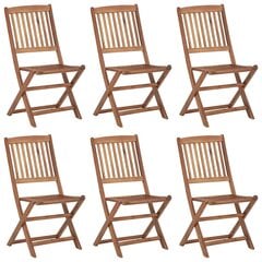 Sulankstomos lauko kėdės su pagalvėmis, 6 vnt., rudos kaina ir informacija | Lauko kėdės, foteliai, pufai | pigu.lt