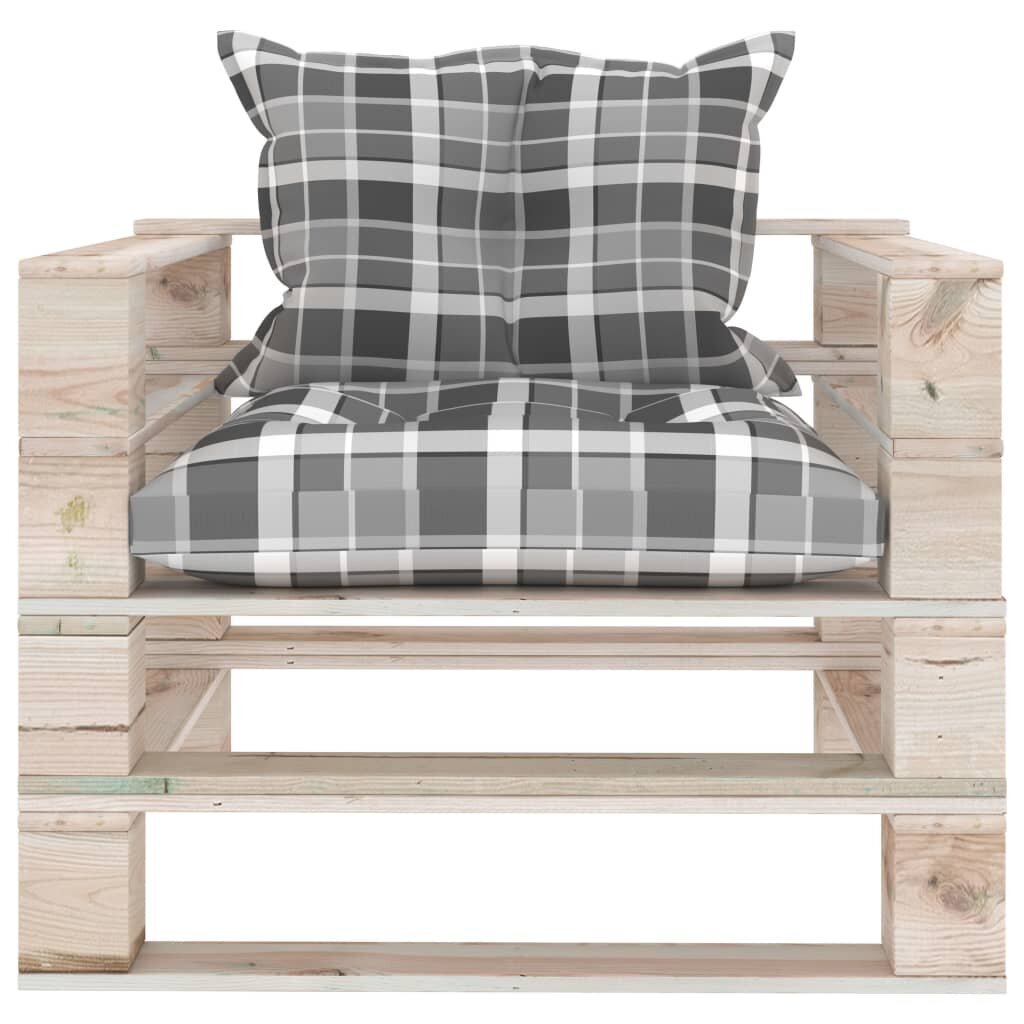 Sodo sofa iš palečių su pagalvėmis, mediena kaina ir informacija | Lauko kėdės, foteliai, pufai | pigu.lt