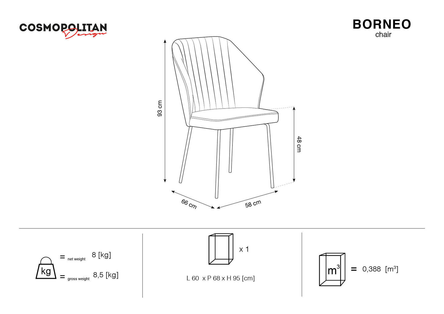 Kėdė Cosmopolitan Design Borneo, tamsiai žalia цена и информация | Virtuvės ir valgomojo kėdės | pigu.lt