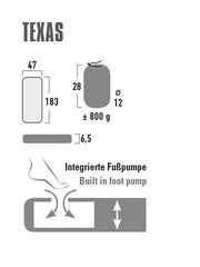 Матрас Texas 183x47x6,5 см, темно-серый, ТМ High Peak цена и информация | Надувные матрасы и мебель | pigu.lt
