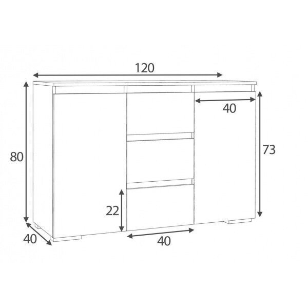 Komoda Neo 120, balta kaina ir informacija | Komodos | pigu.lt