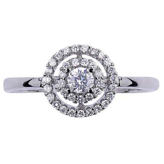 Sidabrinis žiedas su baltu cirkoniu moterims Halo, 17 kaina ir informacija | Žiedai | pigu.lt