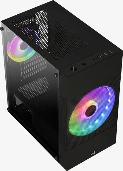 Aerocool Atomic Lite-G-BK-v1 kaina ir informacija | Korpusai | pigu.lt