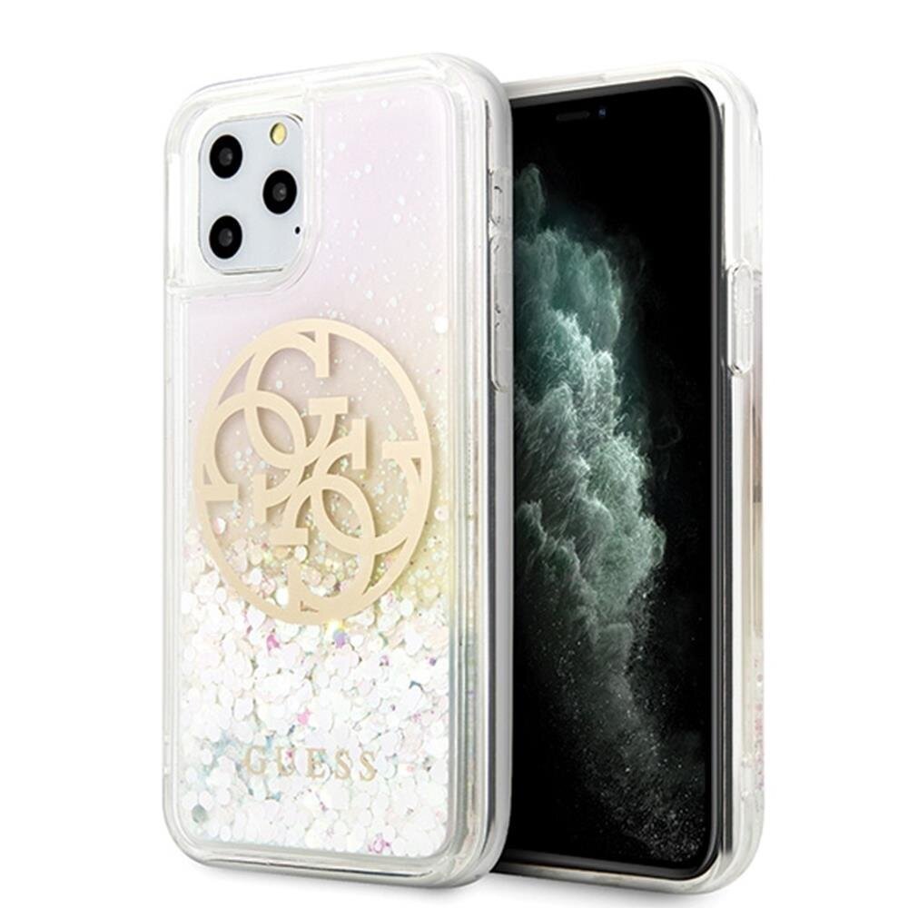 Guess GUHCN65LGIRGP, skirta iPhone 11 Pro Max, skaidrus/baltas kaina ir informacija | Telefono dėklai | pigu.lt