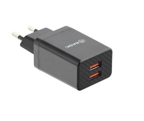 Tellur Basic Wall charger HC204 2xUSB, 2.4A, Black цена и информация | Зарядные устройства для телефонов | pigu.lt