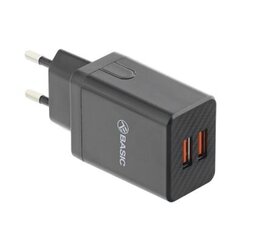 Tellur Basic Wall charger HC204 2xUSB, 2.4A, Black цена и информация | Зарядные устройства для телефонов | pigu.lt