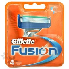 Skustuvo galvutės Gillette Fusion, 4 vnt. kaina ir informacija | Skutimosi priemonės ir kosmetika | pigu.lt