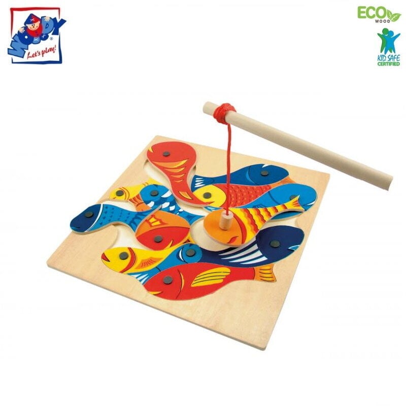 Medinis magnetinis žaislas Žvejyba Woody, 90014 kaina ir informacija | Lavinamieji žaislai | pigu.lt