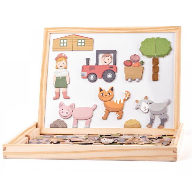 Medinė edukacinė magnetinė dviejų pusių lenta su gyvūnėliais Woody, 91214 kaina ir informacija | Lavinamieji žaislai | pigu.lt