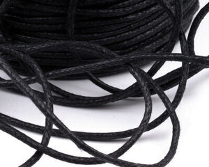 Vaškuota medvilninė virvelė 1,5mm juoda ~85m цена и информация | Принадлежности для шитья | pigu.lt