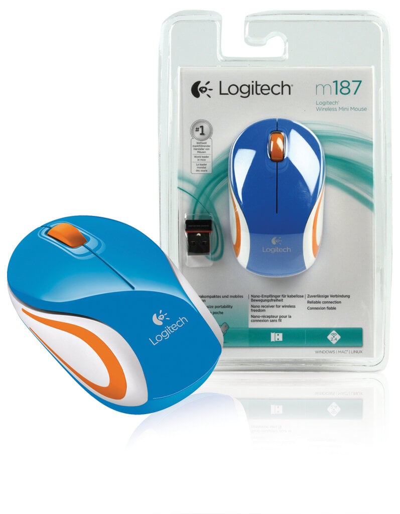 Logitech M187, mėlyna цена и информация | Pelės | pigu.lt