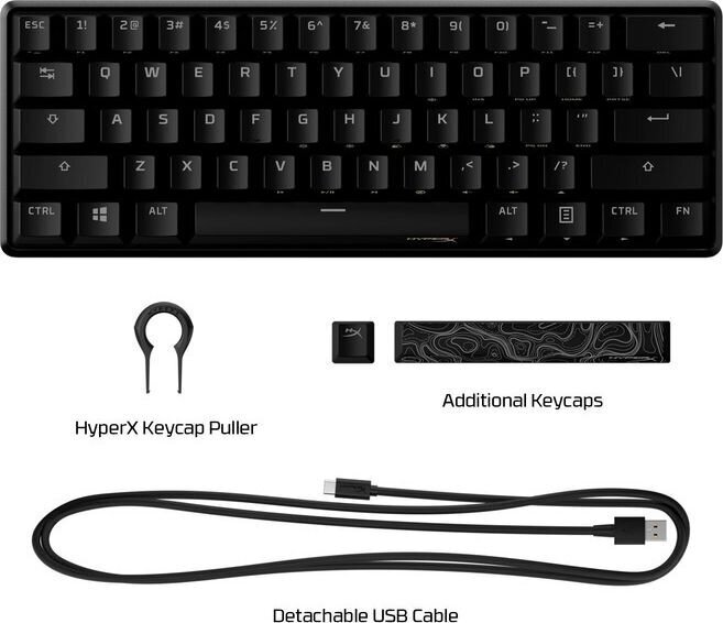 Mechaninė klaviatūra HyperX HKBO1S-RB-US/G, juoda kaina ir informacija | Klaviatūros | pigu.lt