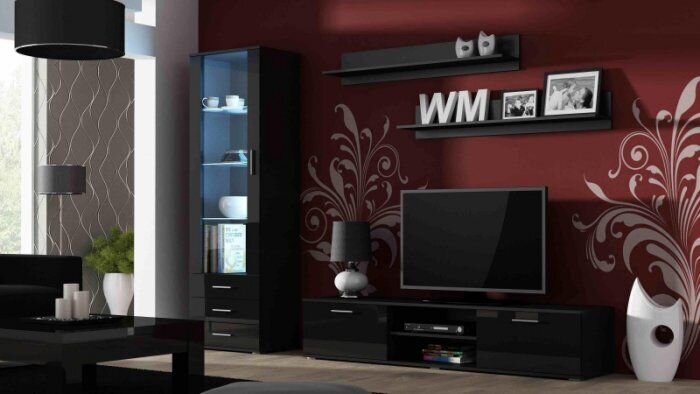 TV spintelė Cama Meble Soho 180, juoda kaina ir informacija | TV staliukai | pigu.lt