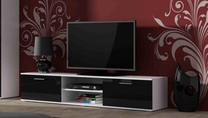 TV spintelė Cama Meble Soho 180, balta/juoda kaina ir informacija | TV staliukai | pigu.lt