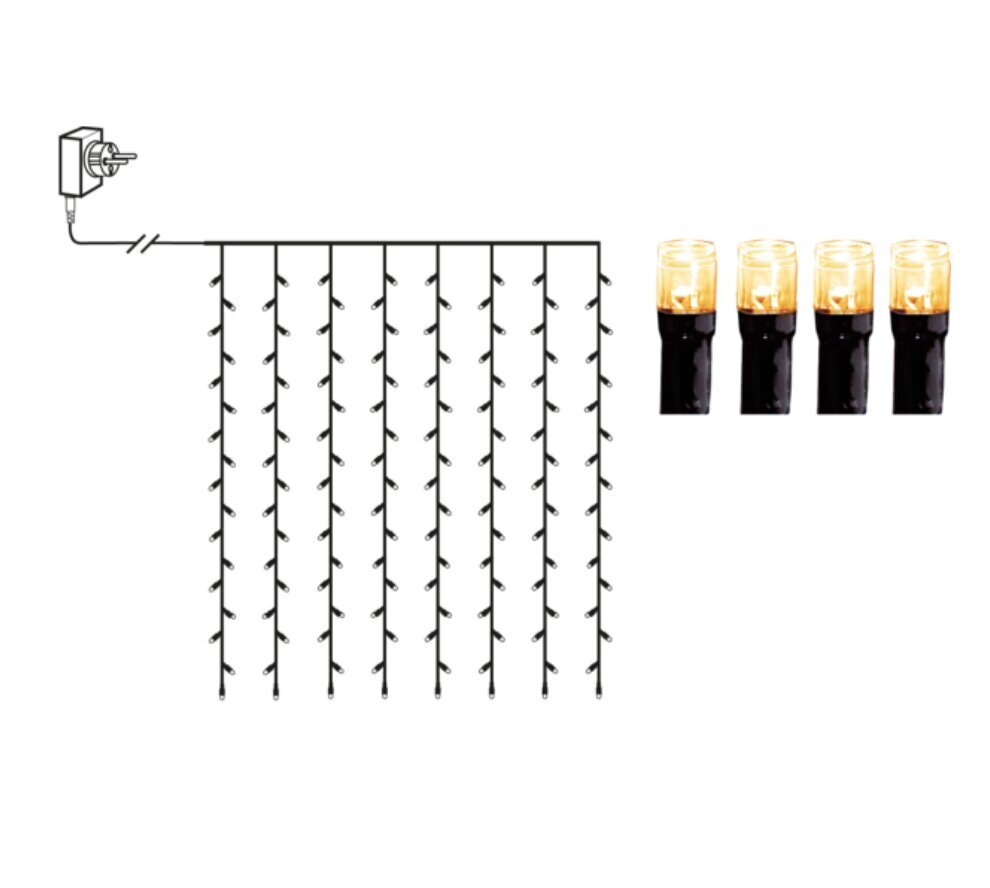 Led lempučių užuolaida 1,3x2 m, šilta balta kaina ir informacija | Girliandos | pigu.lt