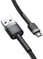 Baseus Cable USB / micro USB QC3.0 2.4A 1M black-grey (CAMKLF-BG1) kaina ir informacija | Laidai telefonams | pigu.lt