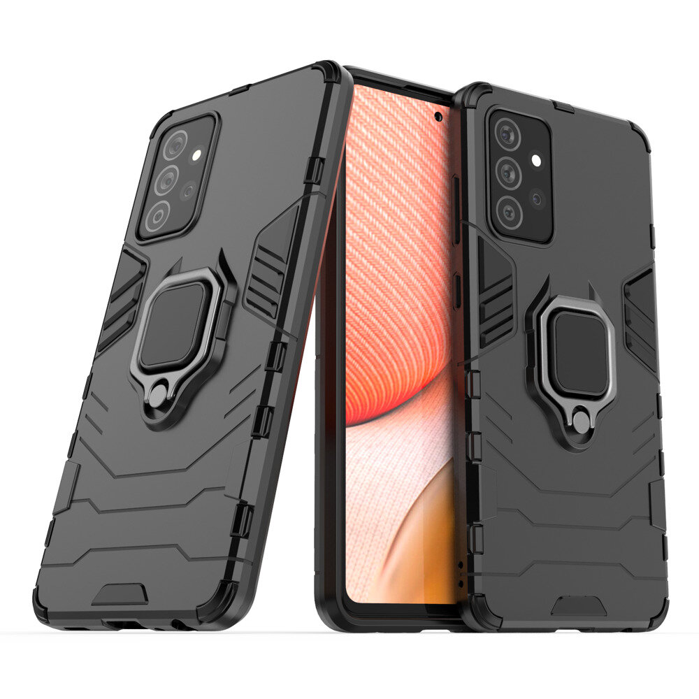 Ring Armor Case Kickstand Tough Rugged Cover, skirtas Samsung Galaxy A72 4G, juodas kaina ir informacija | Telefono dėklai | pigu.lt