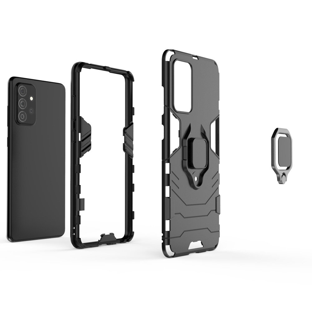 Ring Armor Case Kickstand Tough Rugged Cover, skirtas Samsung Galaxy A72 4G, juodas цена и информация | Telefono dėklai | pigu.lt