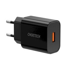 Choetech USB travel wall charger 18W Power Delivery black (Q5003-EU) цена и информация | Зарядные устройства для телефонов | pigu.lt