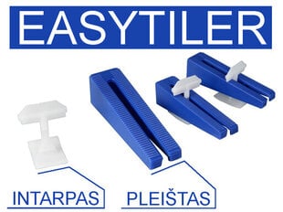 Intarpai Easytiler plytelių išlyginimo sistemai 1.5mm 200vnt. (199072) kaina ir informacija | Mechaniniai įrankiai | pigu.lt