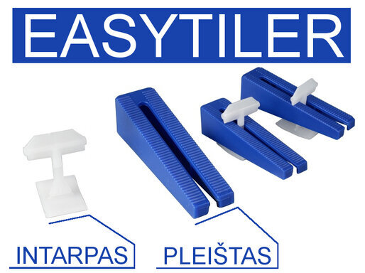 Intarpai Easytiler plytelių išlyginimo sistemai 3mm 200 vnt. (199077) цена и информация | Mechaniniai įrankiai | pigu.lt