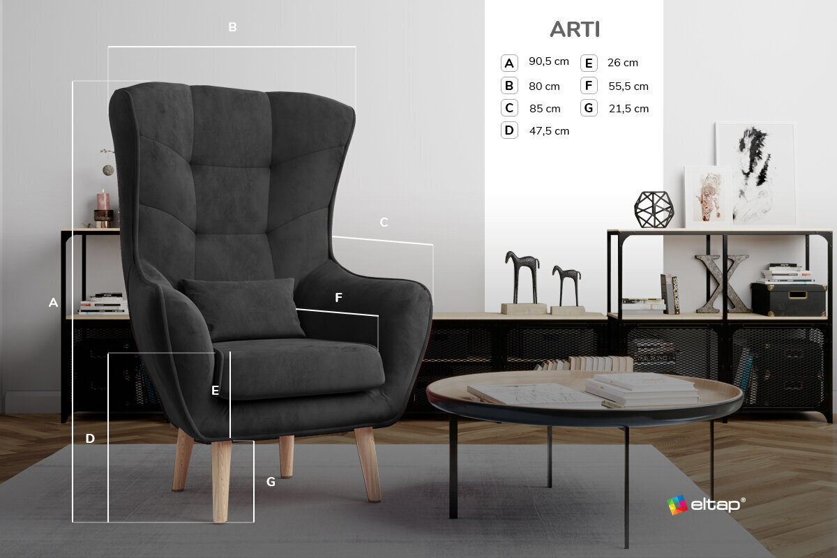 Fotelis NORE Arti, šviesiai pilkas kaina ir informacija | Svetainės foteliai | pigu.lt