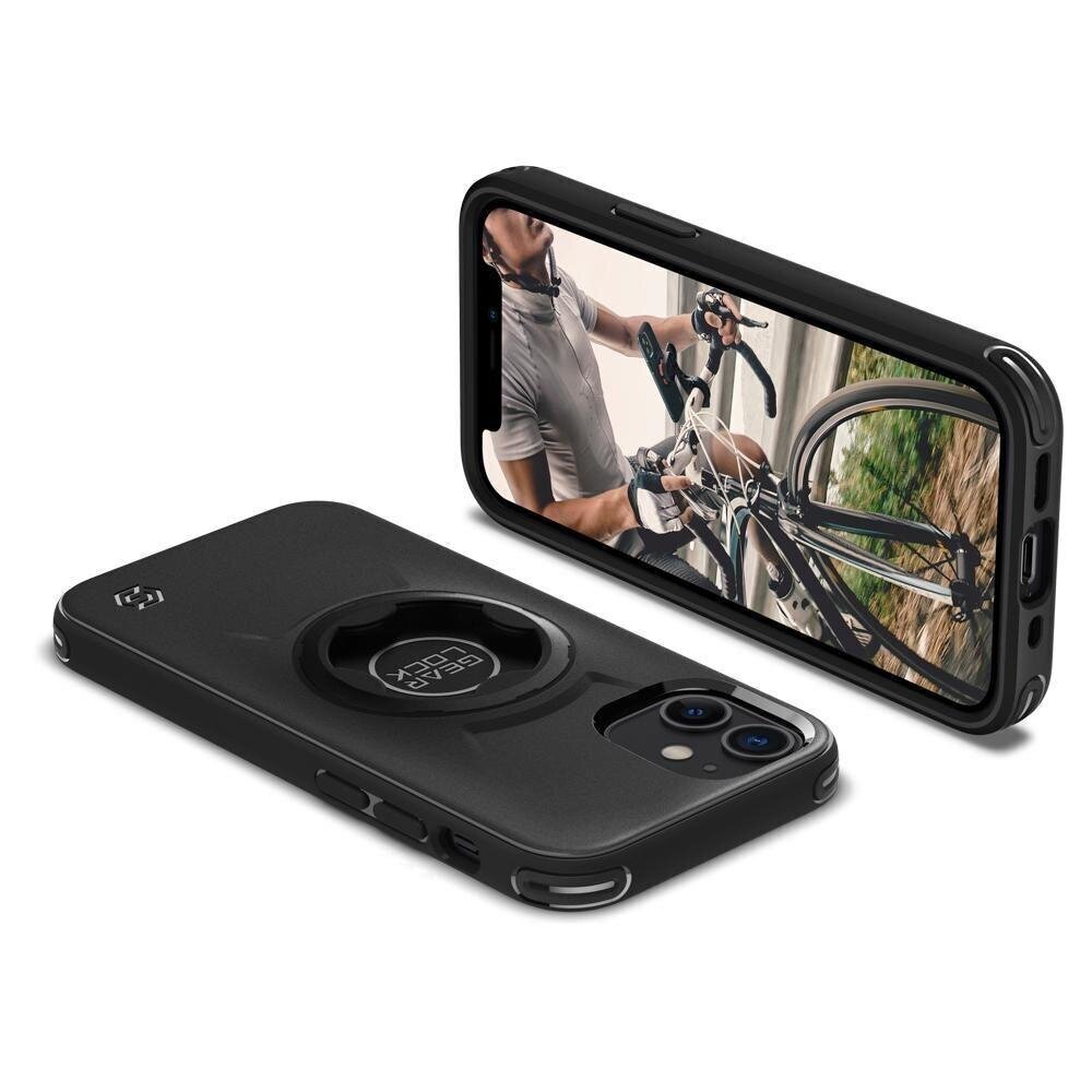 Dviračio laikiklio dėklas, skirtas Apple iPhone 12 Mini Spigen Gearlock - juodas kaina ir informacija | Telefono dėklai | pigu.lt
