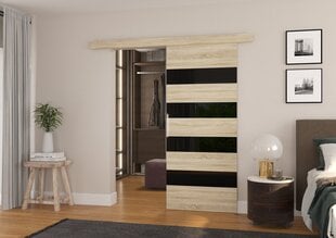 Двери для ниши ADRK Furniture Milou 96, черные/дуб цена и информация | Шкафы | pigu.lt