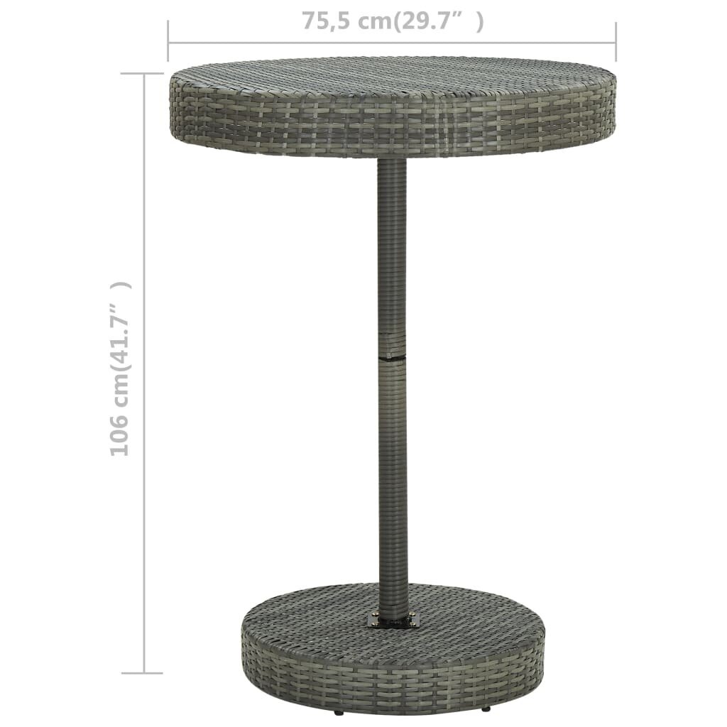 Sodo staliukas, 75,5x106cm, pilkas kaina ir informacija | Lauko stalai, staliukai | pigu.lt