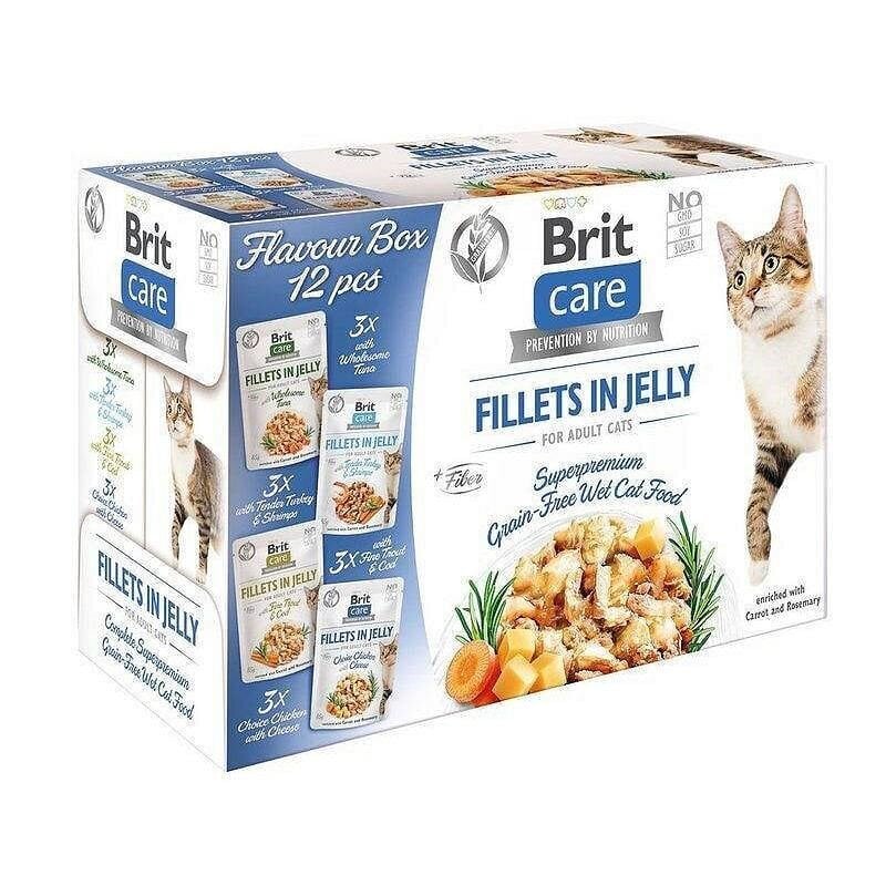 Brit Care suaugusioms katėms su kalakutiena, upėtakiu, vištiena ir tunu, 12x85 g цена и информация | Konservai katėms | pigu.lt